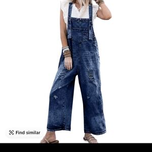 NWOT Women's Blue Oversized Denim Overalls